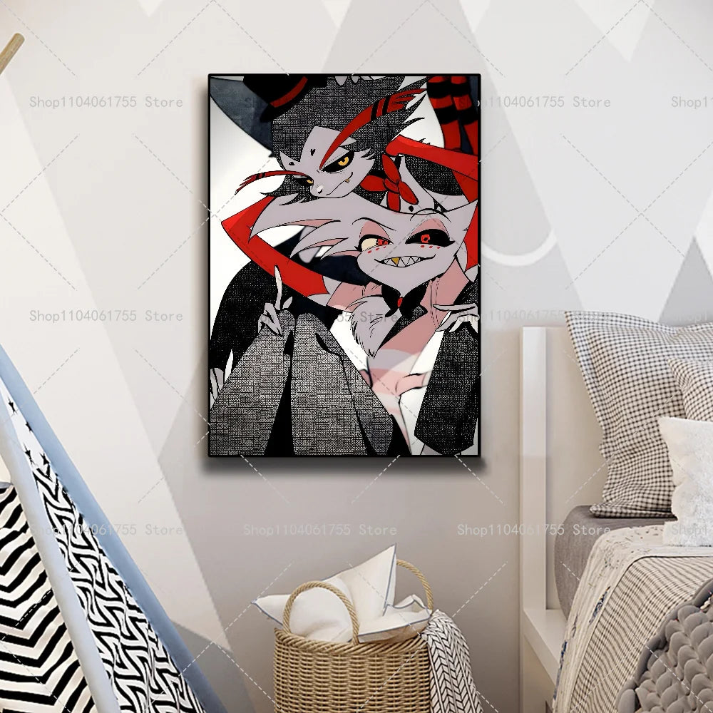 Hazbin Hotel Angel Dust & Alastor Wall Poster Sticker Wall Art Poster Axl