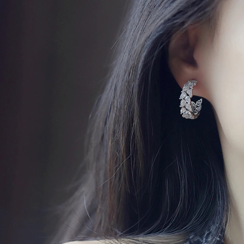 Huitan Silver Hoop Earrings – Cubic Zirconia Fashion Jewelry Hoop Earrings Axl