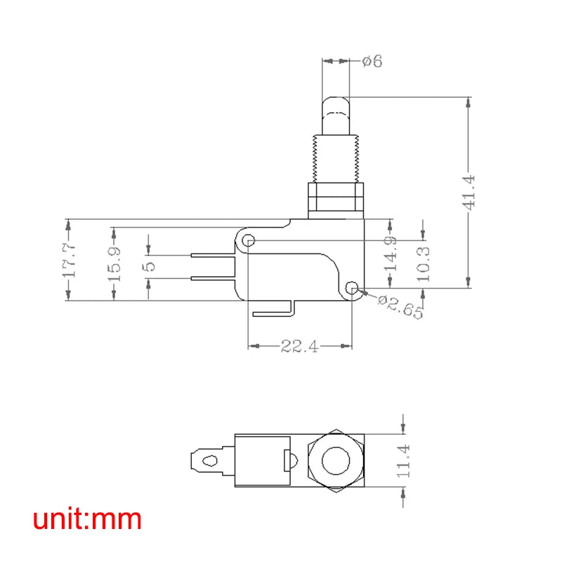V-15-1CQ Plug Panel Limit Micro Travel Switch – M10 Mount Micro Travel Switch Axl