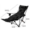 Folding Recliner Camping Chair – Adjustable Backrest & Cushion Folding Recliner Chair Axl Black-Thickened