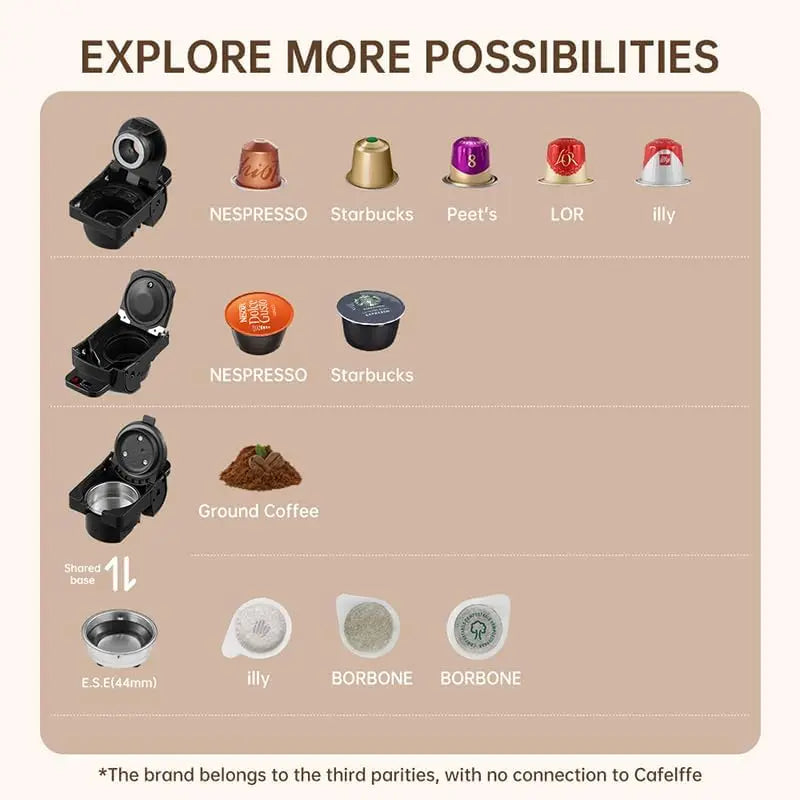 Cafelffe 4-in-1 Capsule Espresso Machine | Hot & Cold Brew Capsule Espresso Machine Axl