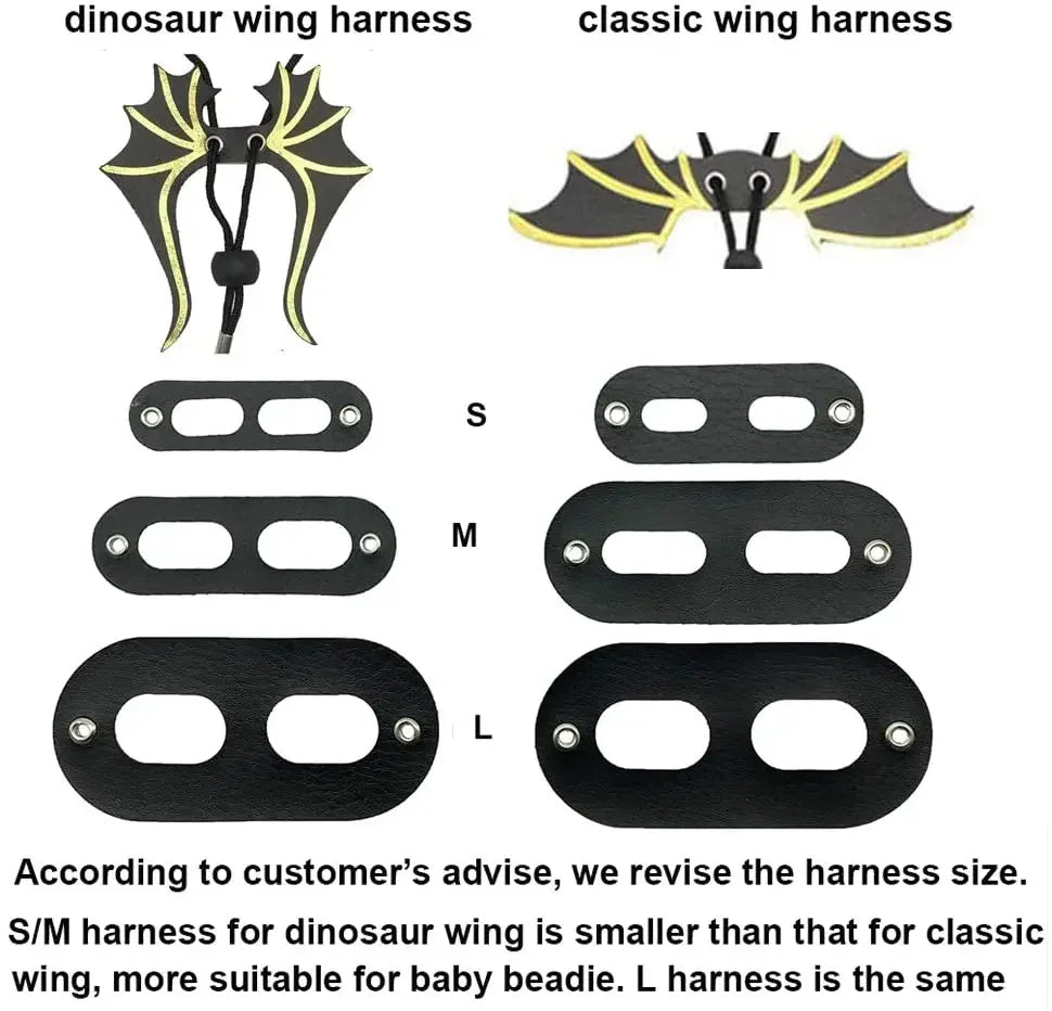 Bearded Dragon Dinosaur Wing Harness & Leash – 3 Size Pack Reptile Harness Leash Axl