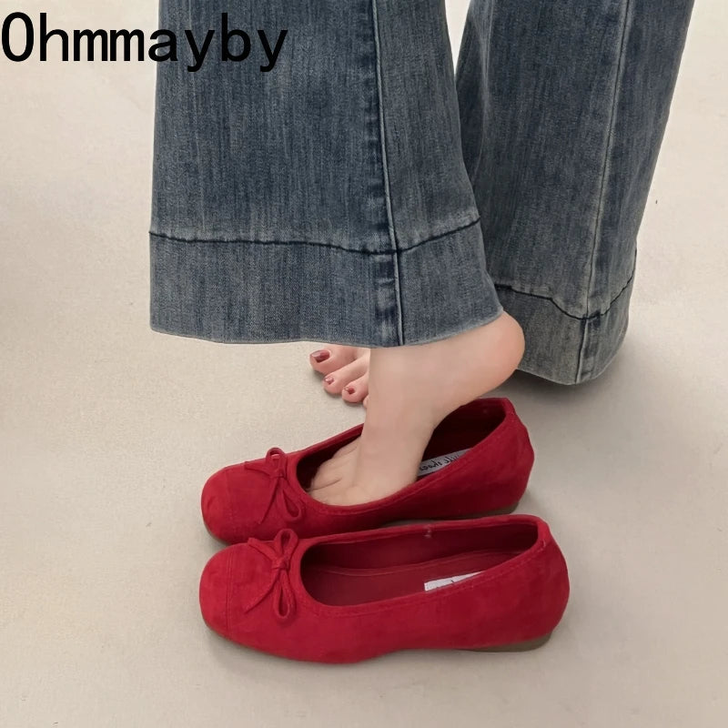 Women's Butterfly-Knot Mary Jane Ballet Flats Slip-On Ballet Flats Axl
