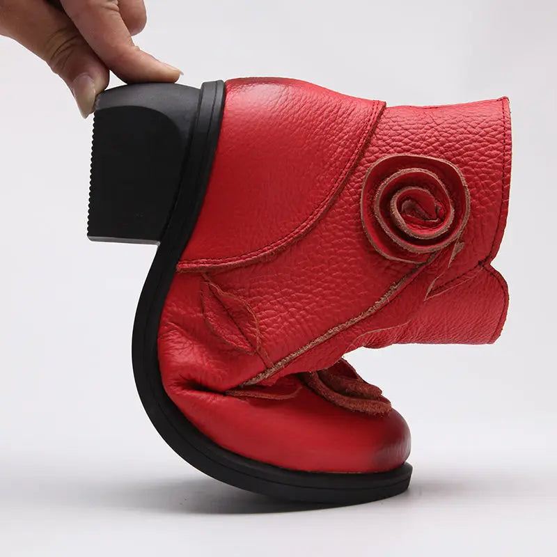 Women's Genuine Leather Wedge Ankle Boots – Retro Winter Style Wedge Ankle Boots Axl