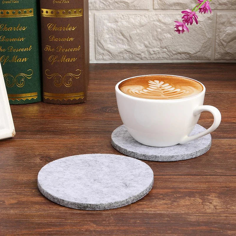 10-Pack Round Felt Coasters – Heat-Resistant Table Protectors Felt Coasters Set Axl