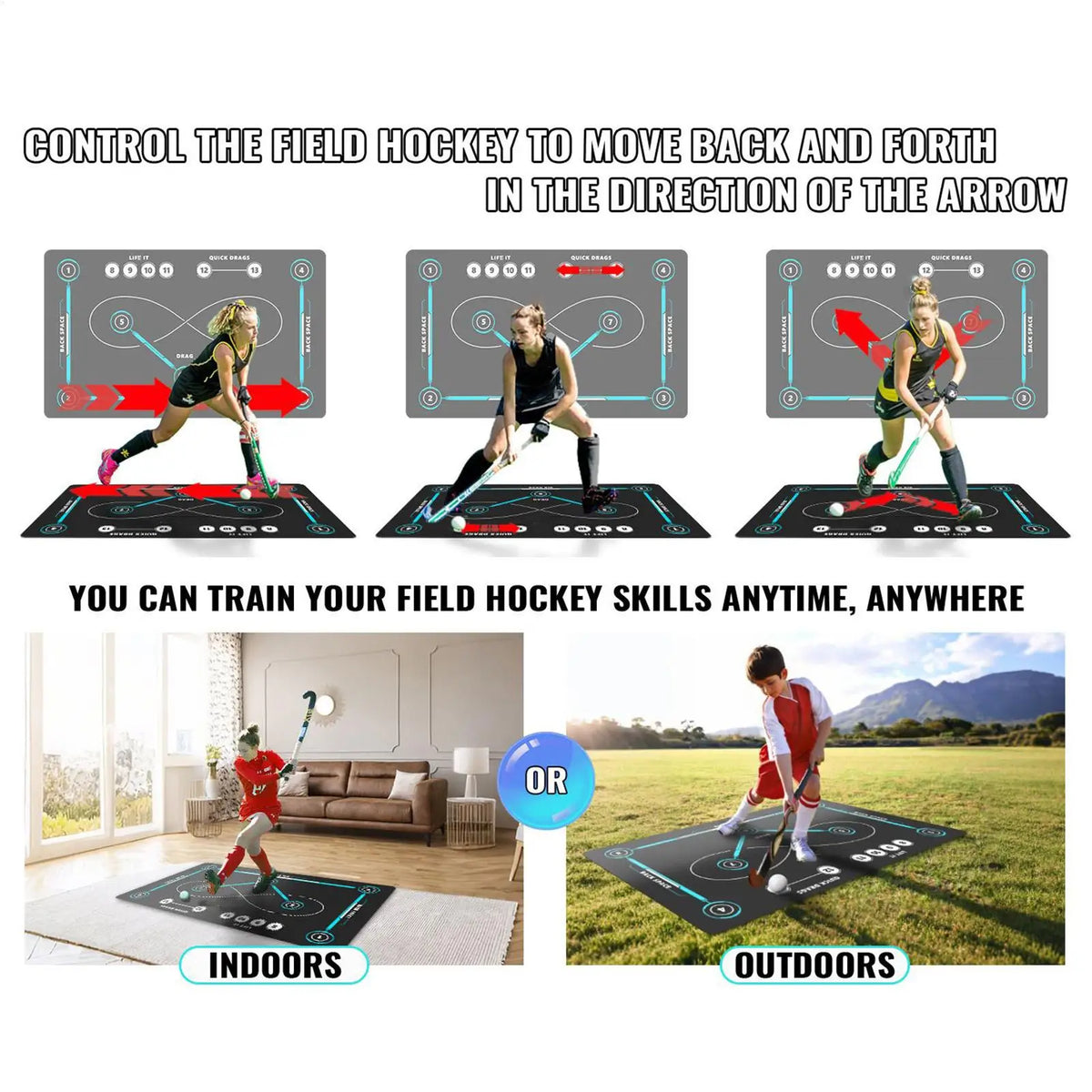 Non-Slip Hockey & Soccer Dribbling Training Mat | Indoor/Outdoor Sports Training Mat Axl