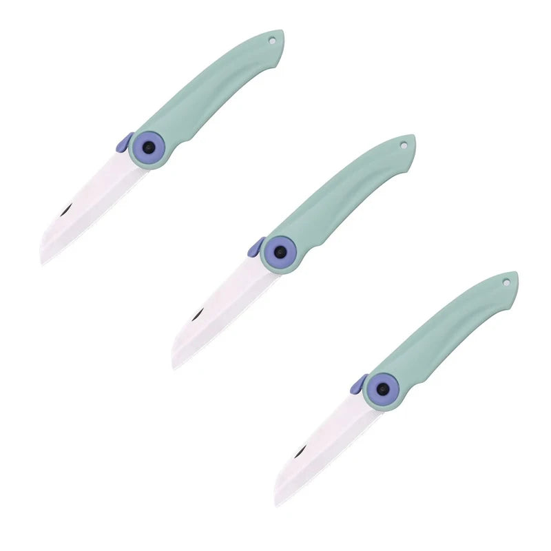 SHIBO Folding Pocket Knife – Stainless Steel Fruit & Meat Knife Folding Pocket Knife Axl 3pcs green knife