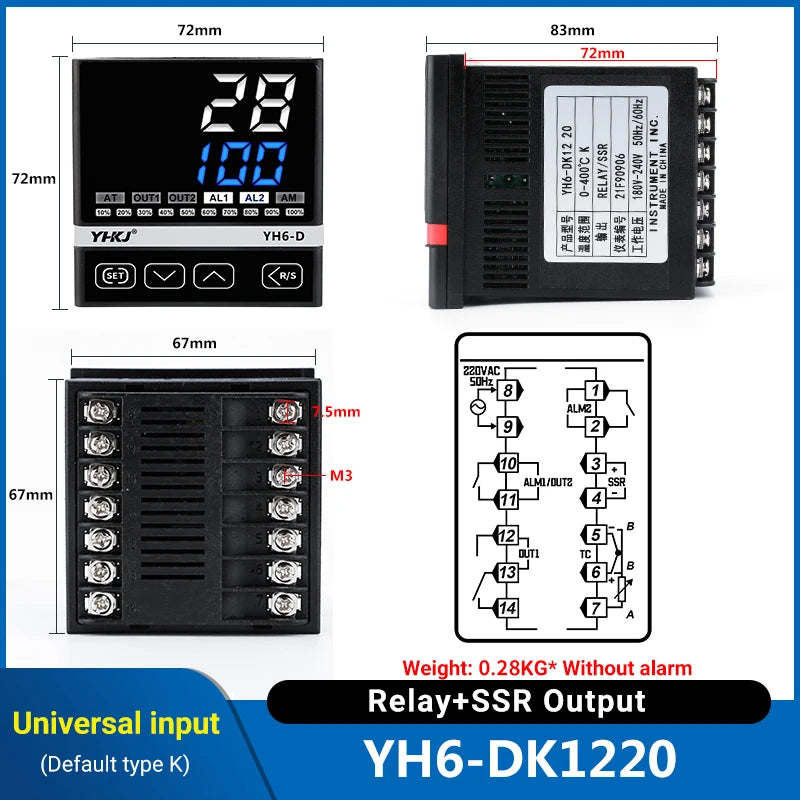 CKCTINNER YH6 PID Temperature Controller – SSR & 4-20mA Output PID Temperature Controller Axl YH6-DK1220