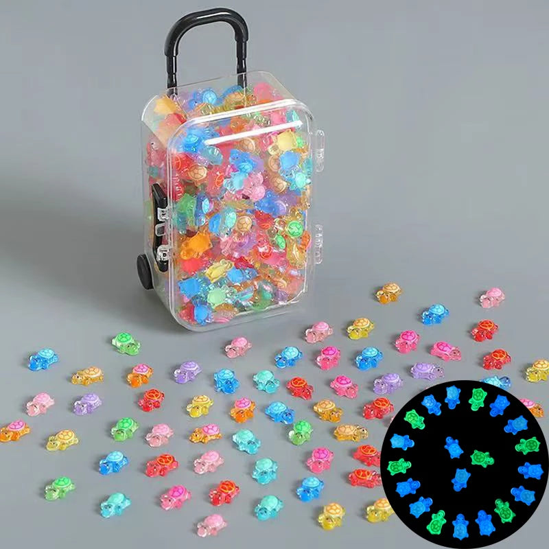 100 Pcs Glow-in-the-Dark Mini Turtle Resin Figurines Fairy Garden Miniature Resin Figurines Axl