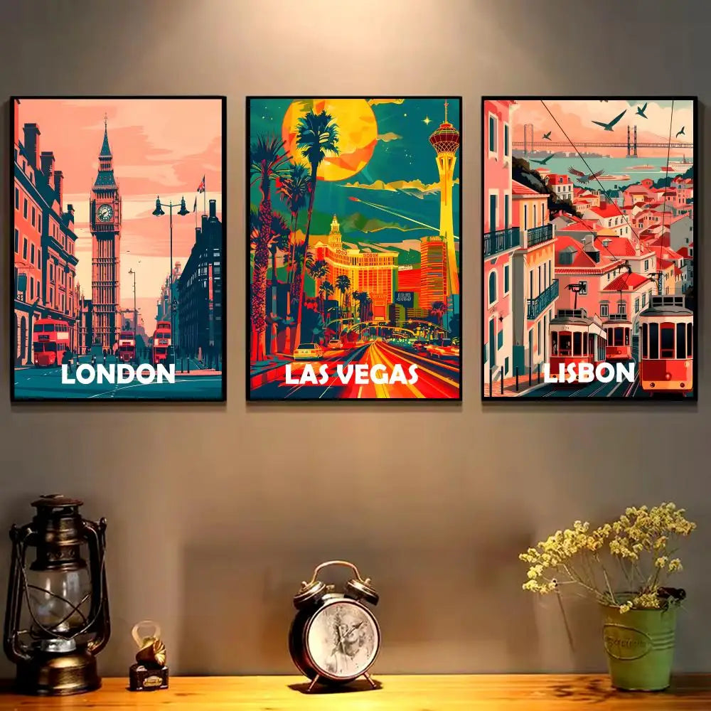 Famous City Scenery HD Canvas Wall Art – Unframed Poster Canvas Wall Art Axl