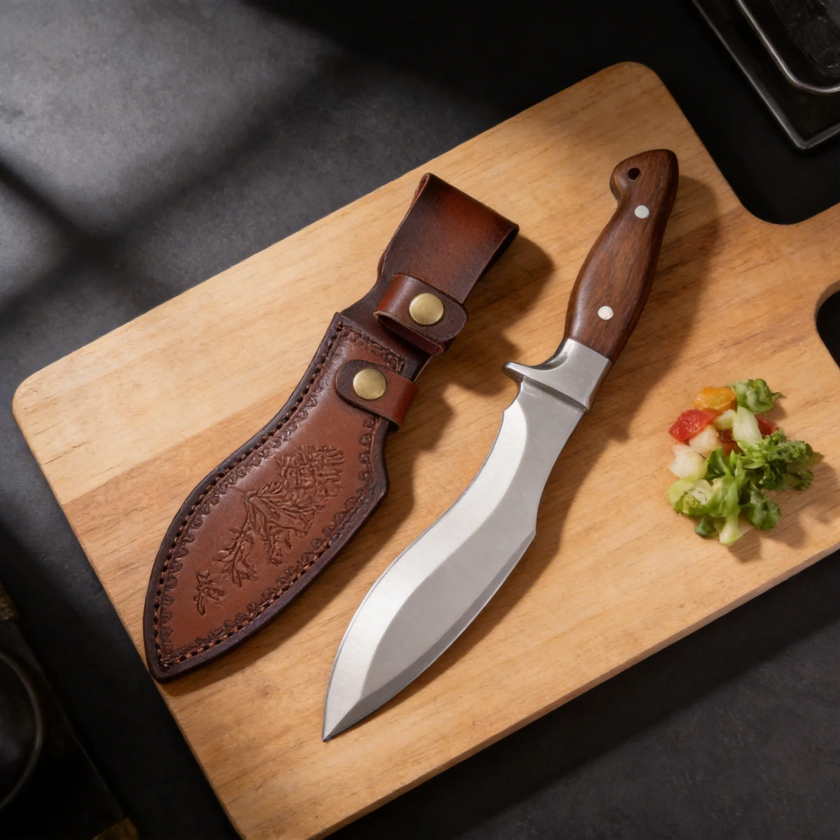 Carbon Steel Boning Knife with Wood Handle & Leather Scabbard Boning Knife Axl