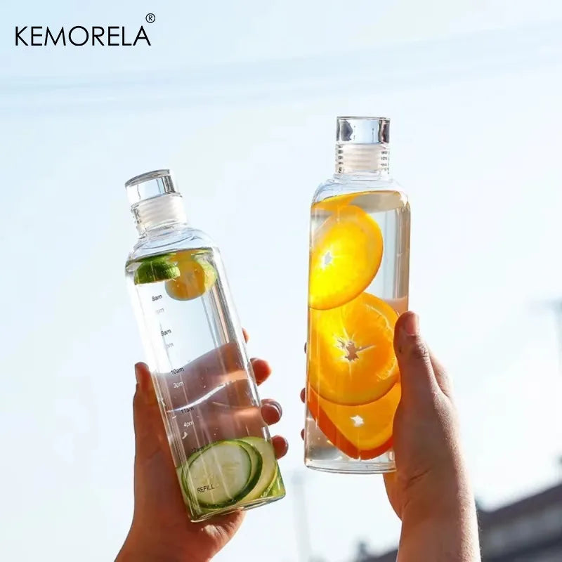 KEMORELA Glass Water Bottle 300–1000ml Leak-Proof Eco Glass Water Bottle Axl
