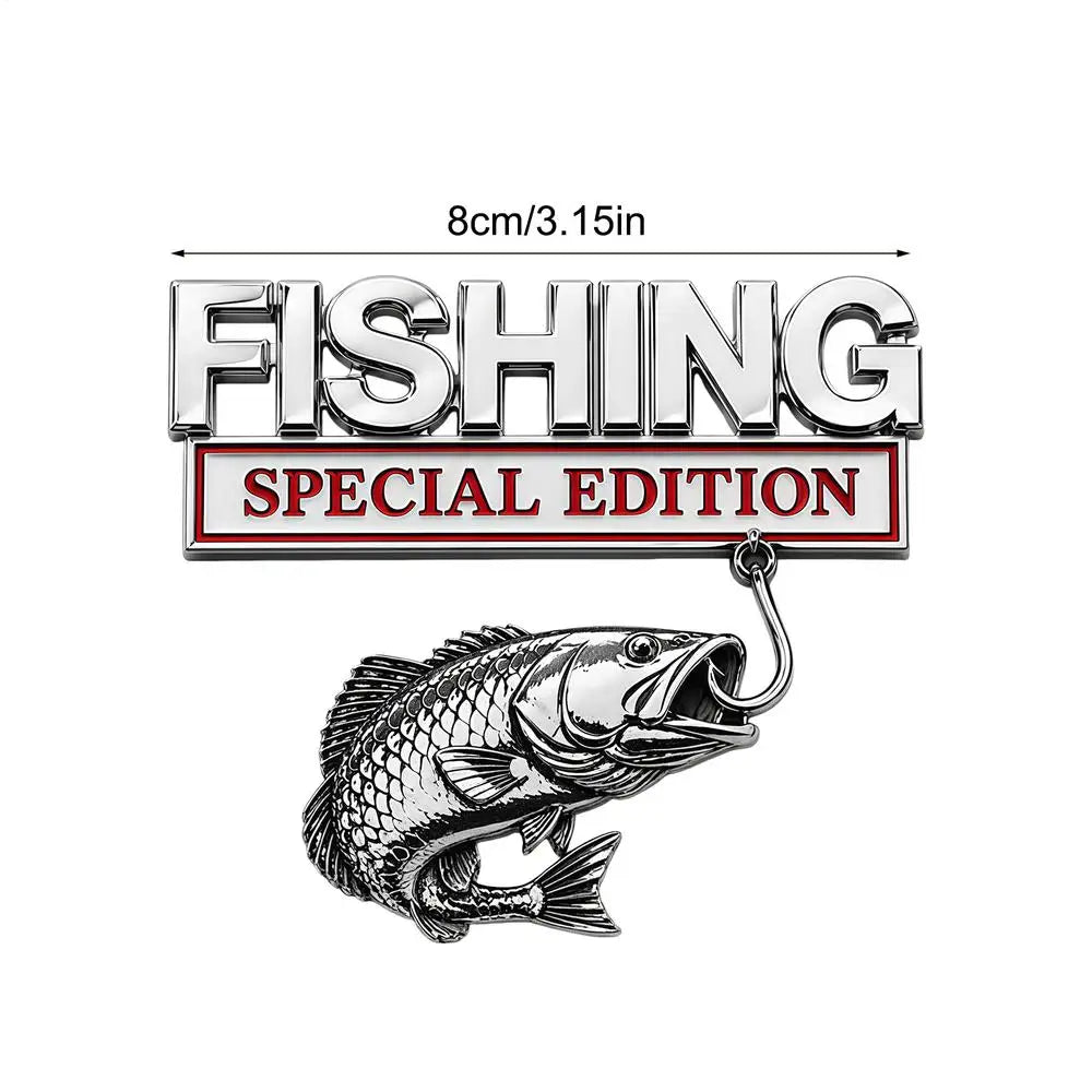 Metal Fishing Car Badge Emblem – Truck, SUV, RV & Boat Decal Car Badge Emblem Axl Silver