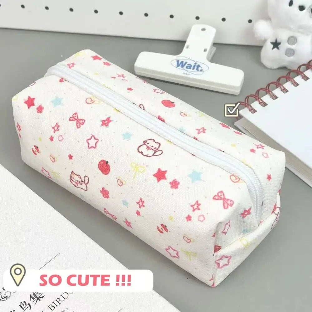 Cute Bow Pencil Case – Large Canvas Cat & Dog Pen Bag Pencil Case Axl