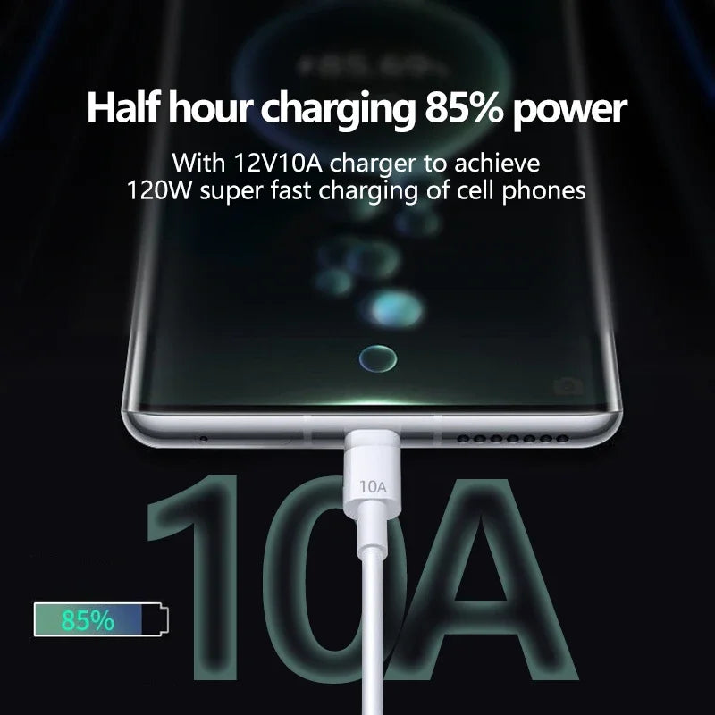 120W USB-A to USB-C Fast Charging Cable 0.3M–2M | White USB-C Charging Cable Axl
