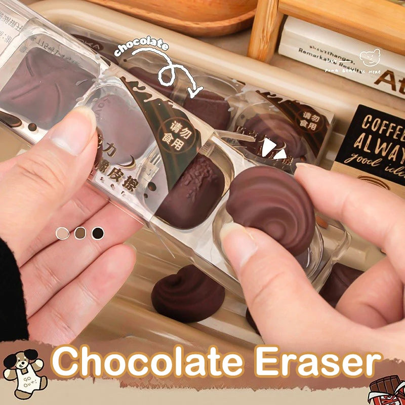 4-Pack Chocolate-Shaped Erasers – Cute Novelty Student Stationery Novelty Eraser Set Axl