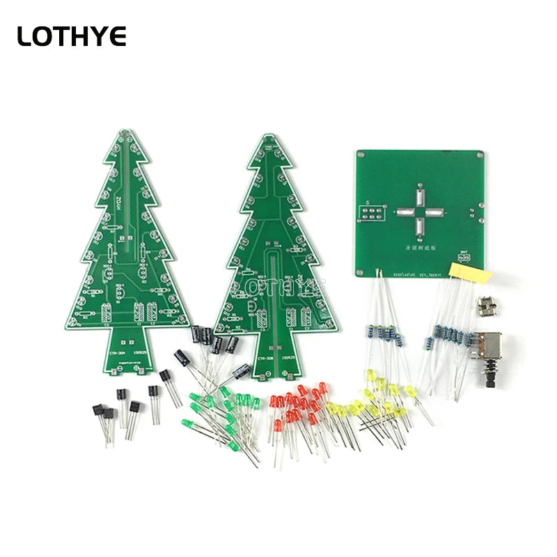 3D Christmas Tree DIY Soldering Kit – Flashing LED Lights DIY Electronics Kit Axl 3 color