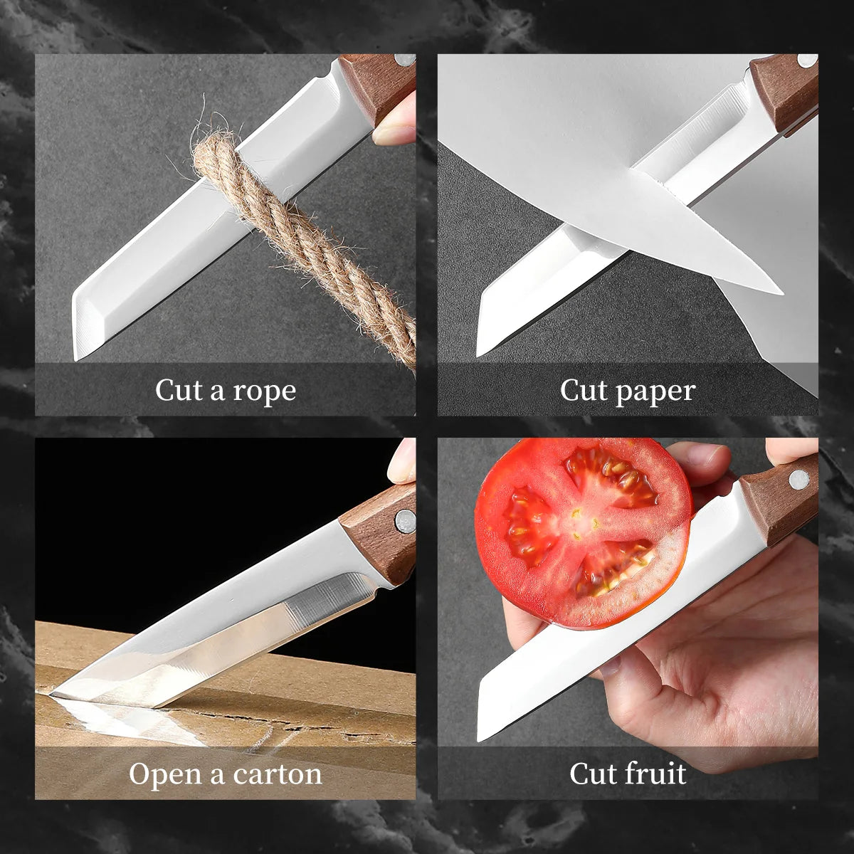 Stainless Steel Kitchen Utility Knife – Wood Handle & Cover Kitchen Utility Knife Axl