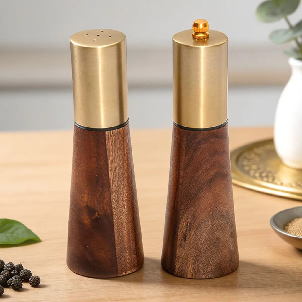Leeseph 2PC Acacia Wood Salt & Pepper Grinder Set | Ceramic Core Salt & Pepper Mill Set Axl
