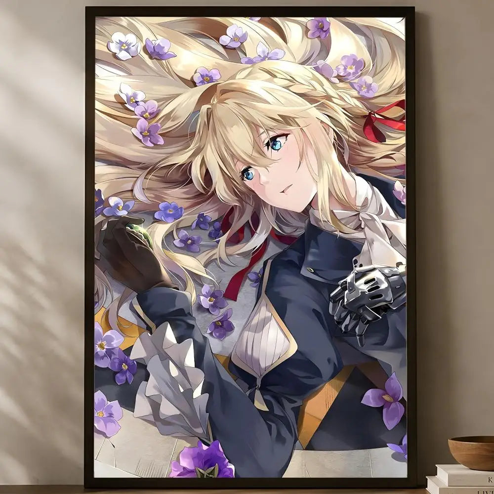 Violet Evergarden Anime Poster – Self-Stick HD Waterproof Wall Art Anime Wall Poster Axl White03 30X40cmNoframe