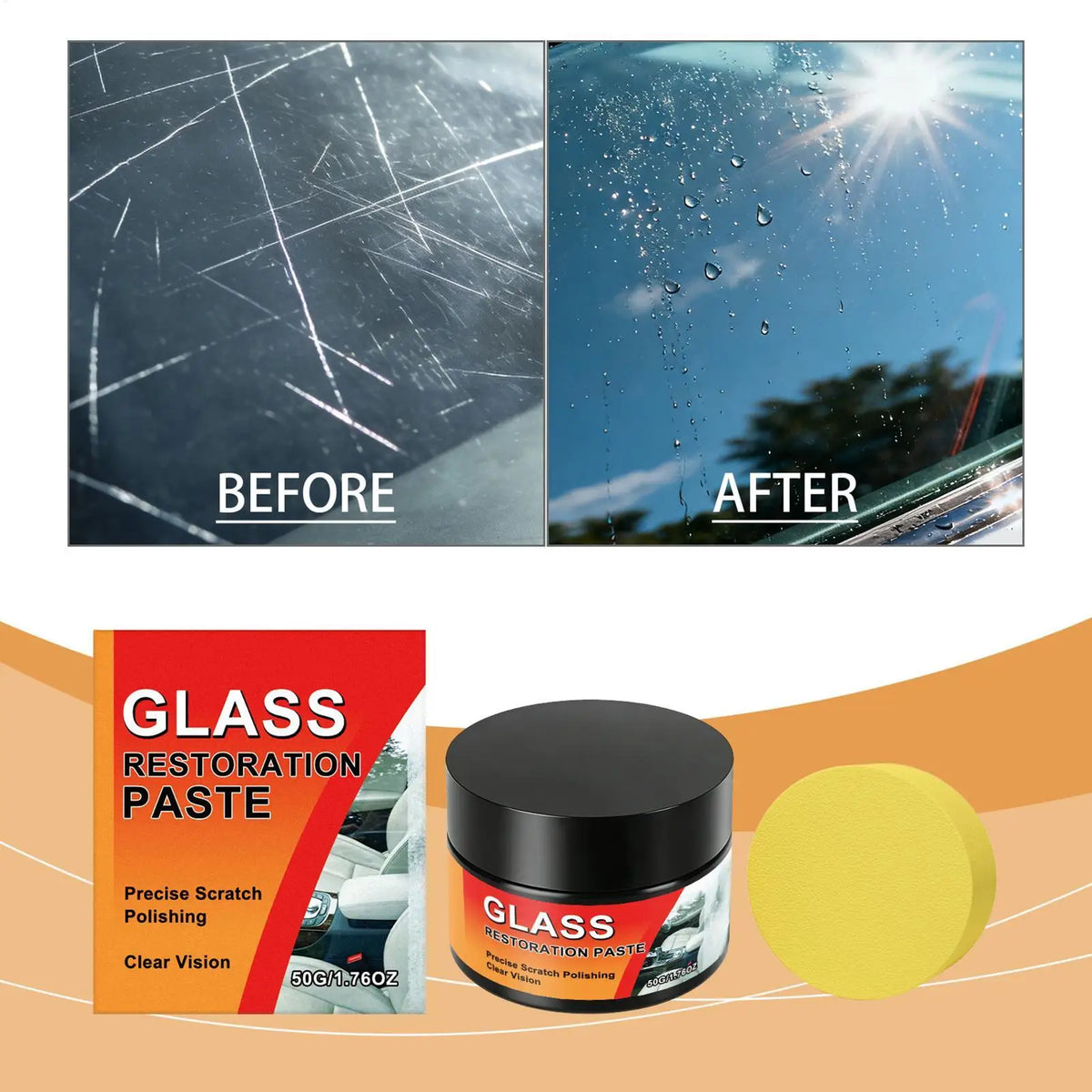 Glass Scratch Remover 50g – Windshield Polishing Wax Kit Glass Scratch Remover Axl 50 Ml