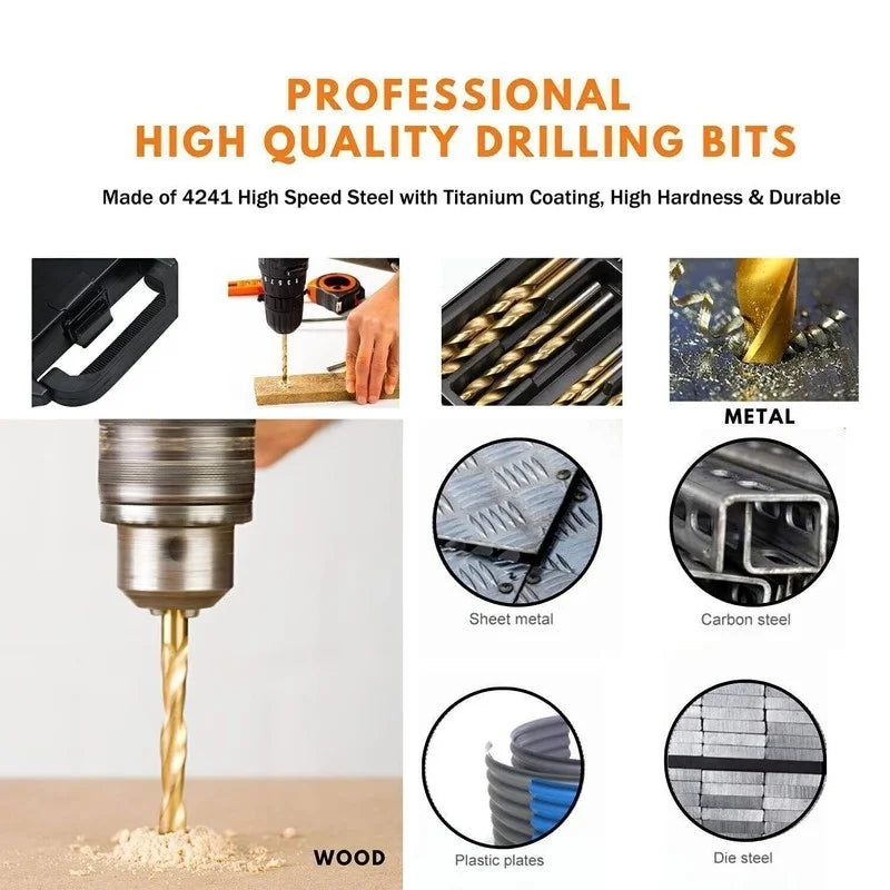 99-Piece HSS Metric Drill Bit Set – Stainless Steel & Hard Metals HSS Drill Bit Set Axl