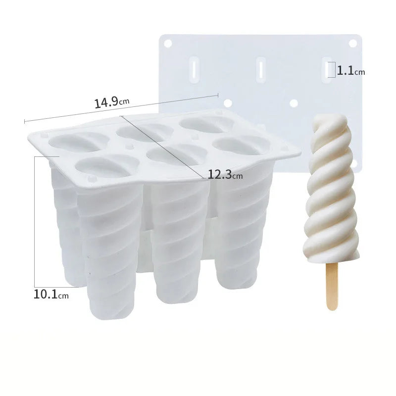 6-Hole Silicone Popsicle Molds – DIY Ice Cream & Ice Pop Maker Popsicle Mold Set Axl White