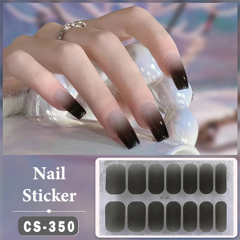 Waterproof Full Cover Nail Wraps – No-Lamp Nail Stickers 14pc Nail Art Wraps Axl CS350