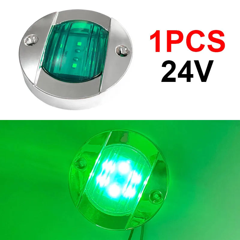DC 12V/24V Marine LED Stern Light – Round IP67 Boat Tail Lamp Marine LED Light Axl 24V Green 1Pcs