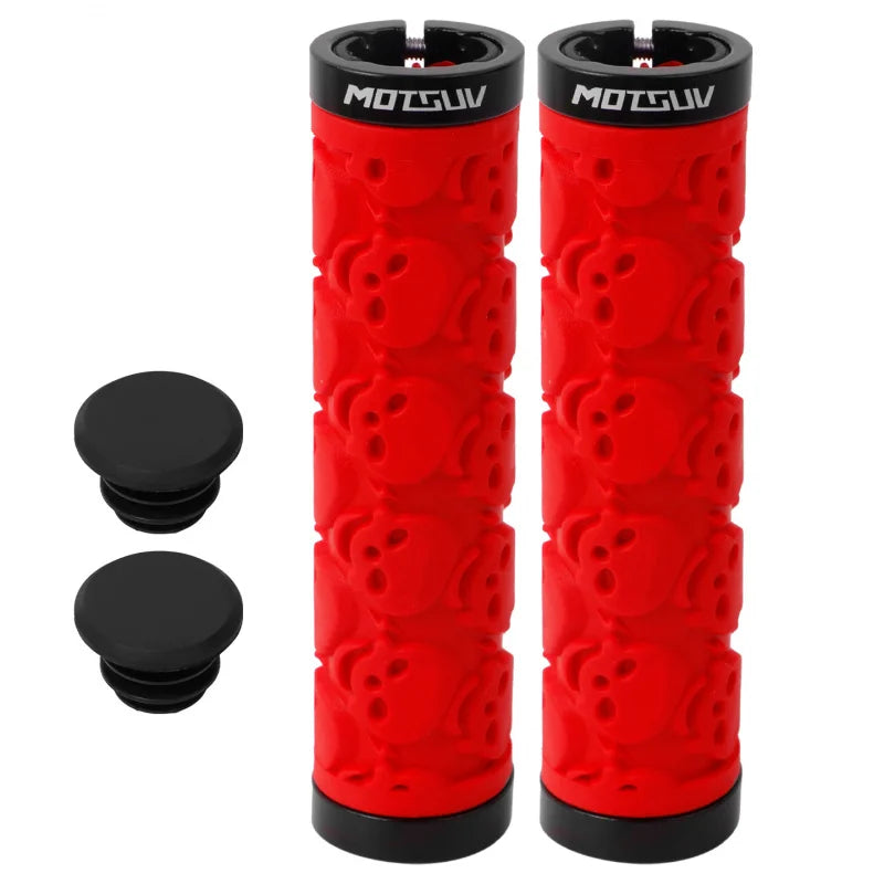 TPE Skull Double Lock-On Bike Handlebar Grips | MTB & Folding Bike Handlebar Grips Axl