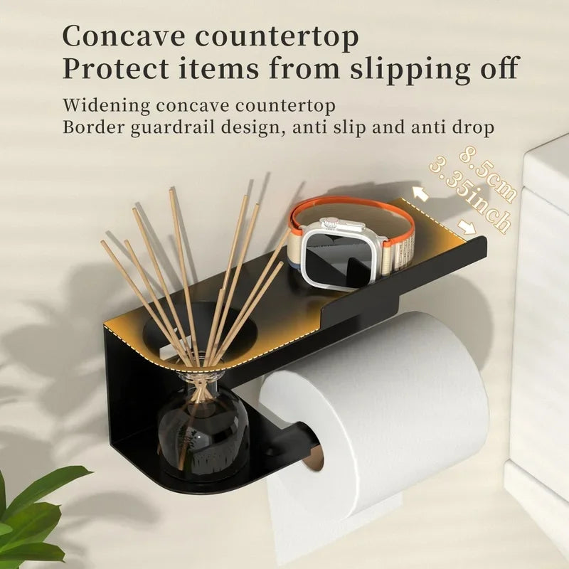 Self-Adhesive Wall-Mounted Toilet Paper Holder & Shelf Toilet Paper Holder Axl