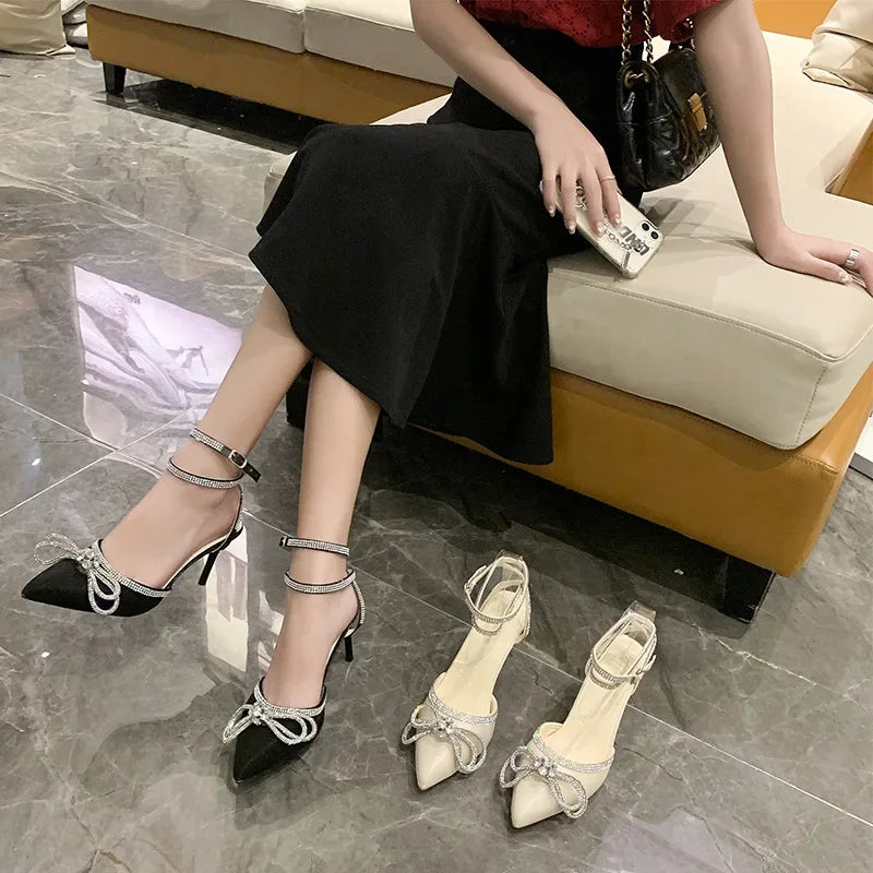 Women's Rhinestone Slingback High Heels – Elegant Wedding Sandals High Heel Sandals Axl