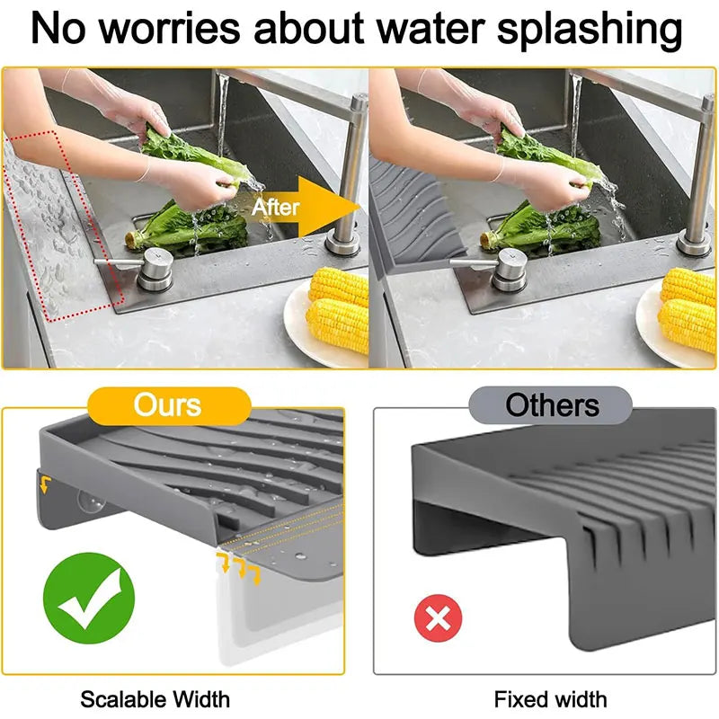 Silicone Sink Splash Guard 20" – Cuttable & Suction Cup Sink Splash Guard Axl