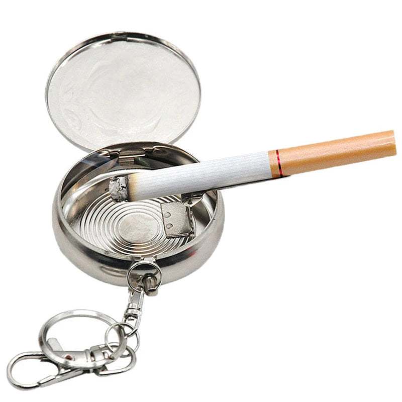 Portable Stainless Steel Pocket Ashtray with Keychain Pocket Ashtray Axl