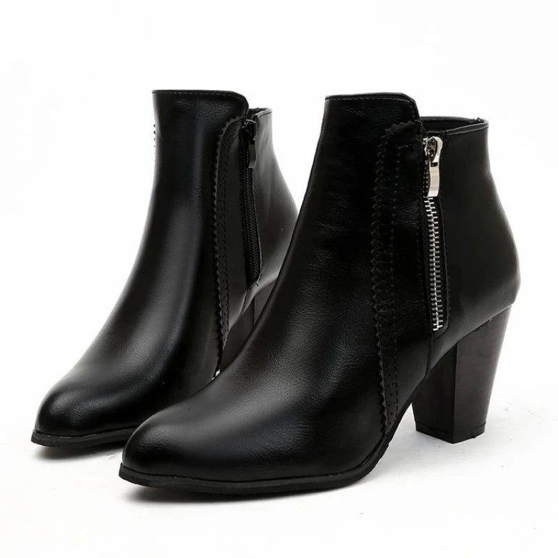 YBQJOO Women's Retro Block Heel Ankle Boots – Zip Closure Women's Ankle Boots Axl black 36