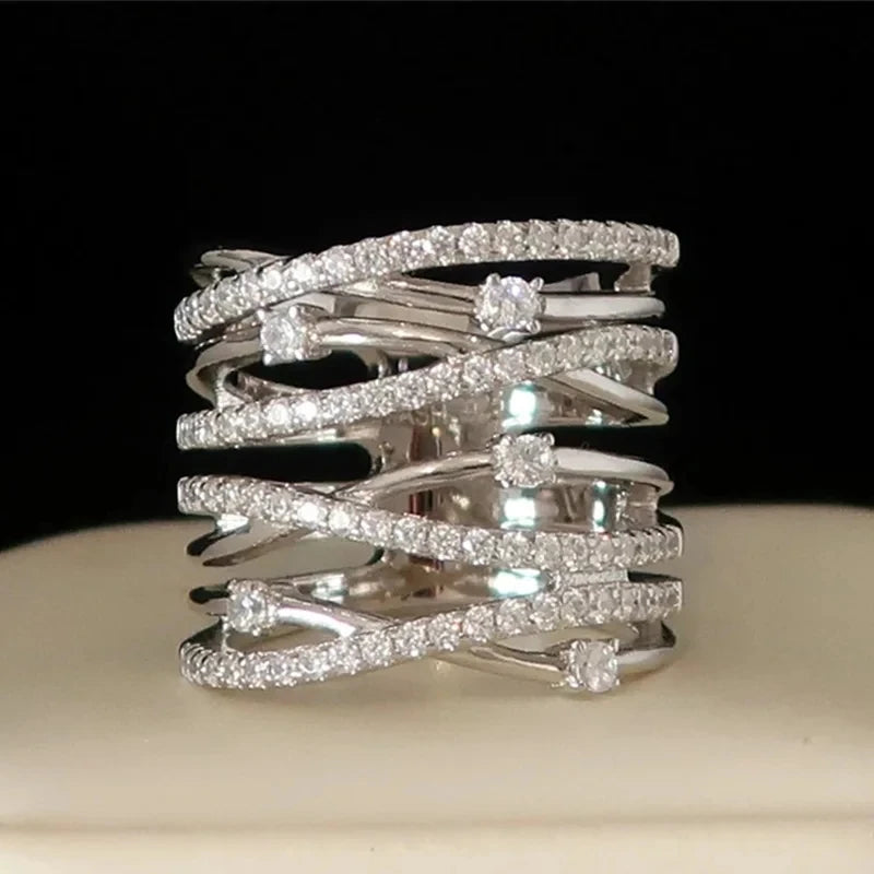 Huitan Women's Cubic Zirconia Pave Wedding Band Ring Fashion Ring Axl Q327 9
