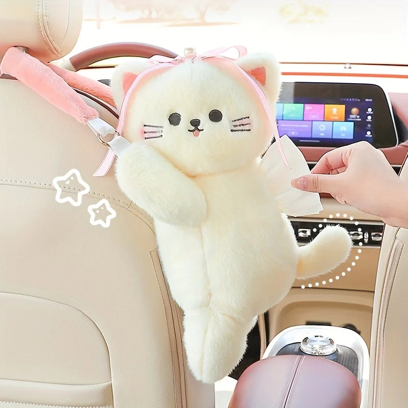 Cute Car Tissue Holder Hanging Storage Bag – Vehicle Organizer Car Hanging Organizer Axl Cat style-1pc
