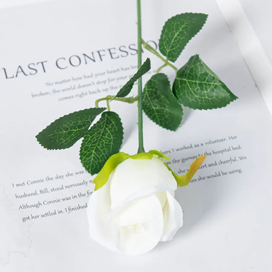 Silk Rose Bouquet – Artificial Flowers for Wedding & Home Decor Artificial Flower Bouquet Axl WHITE 5PCS