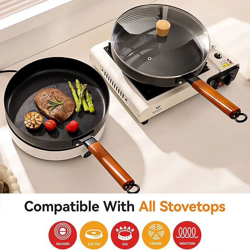 26cm Cast Iron Wok Pan – Non-Coating Skillet, Gas & Induction Cast Iron Wok Pan Axl