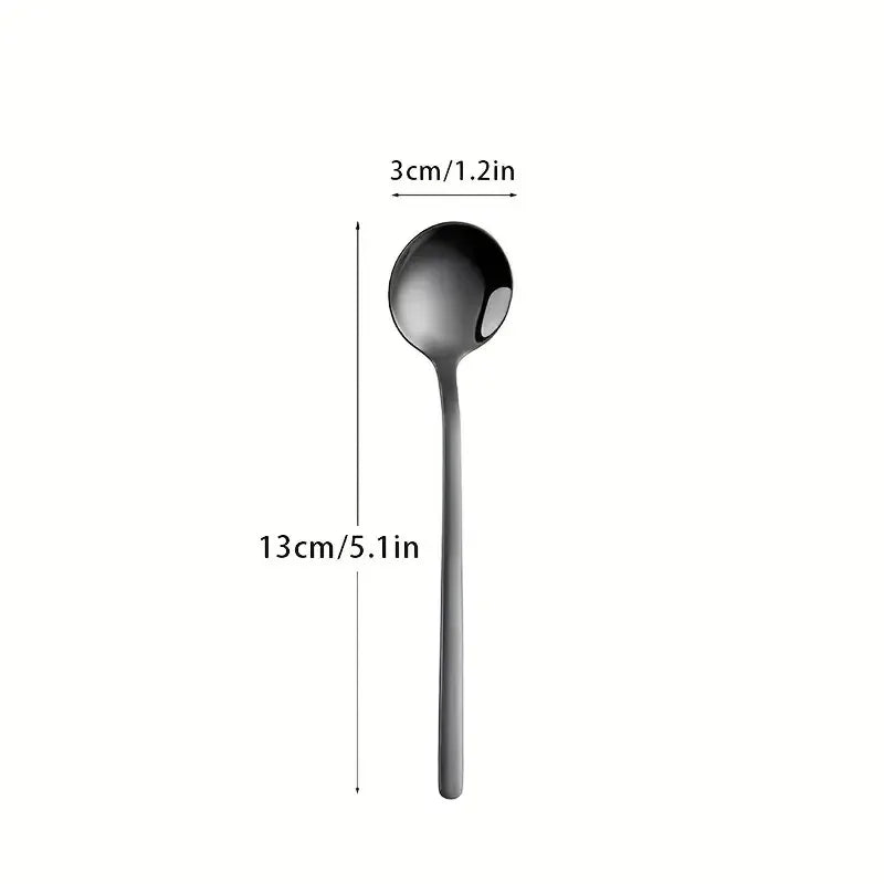 6-Piece Black Stainless Steel Coffee & Dessert Spoon Set Dessert Spoon Set Axl