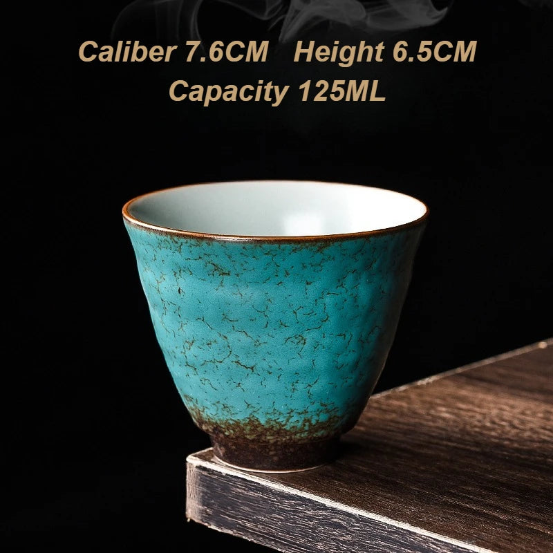 Japanese Crackle Glaze Ceramic Kung Fu Teacup – Vintage Green Ceramic Teacup Axl <200ml 125ML