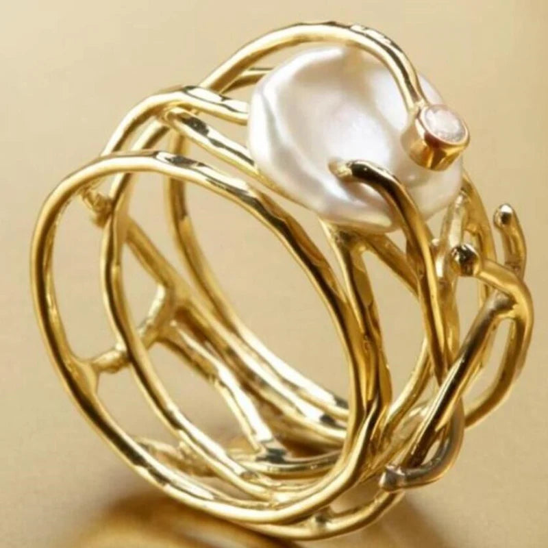 Huitan Cross Ring – Imitation Pearl & CZ Women's Fashion Ring Fashion Ring Axl A048 8