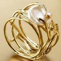 Huitan Cross Ring – Imitation Pearl & CZ Women's Fashion Ring Fashion Ring Axl A048 8