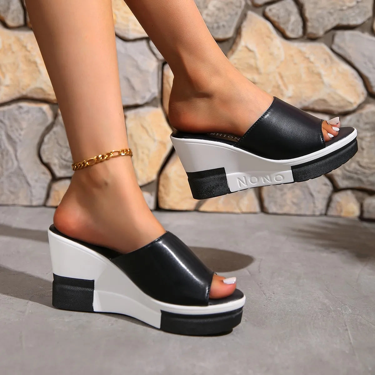 Women's Wedge Platform Slides – High Heel Summer Sandals Wedge Platform Sandals Axl