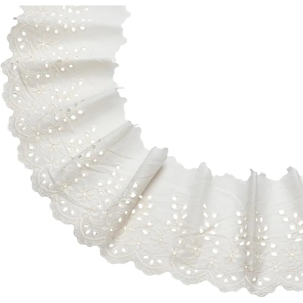 5 Yards Floral Eyelet Lace Ribbon Trim 143mm Wide – White DIY Lace Ribbon Trim Axl AECH04-18274