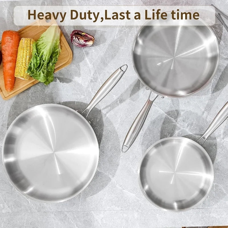 304 Stainless Steel Uncoated Frying Pan – Gas & Induction Stainless Steel Frying Pan Axl