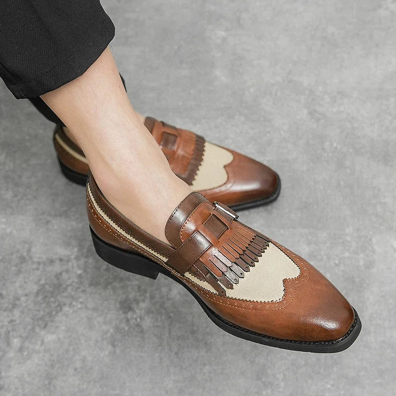 Men's Pointed Toe Buckle Loafers – Classic Business Dress Shoes Men's Dress Loafers Axl brown 42
