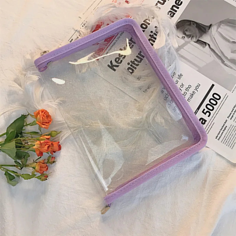 Glitter Transparent Zipper File Bag A4 A5 Stationery Organizer Zipper File Organizer Axl