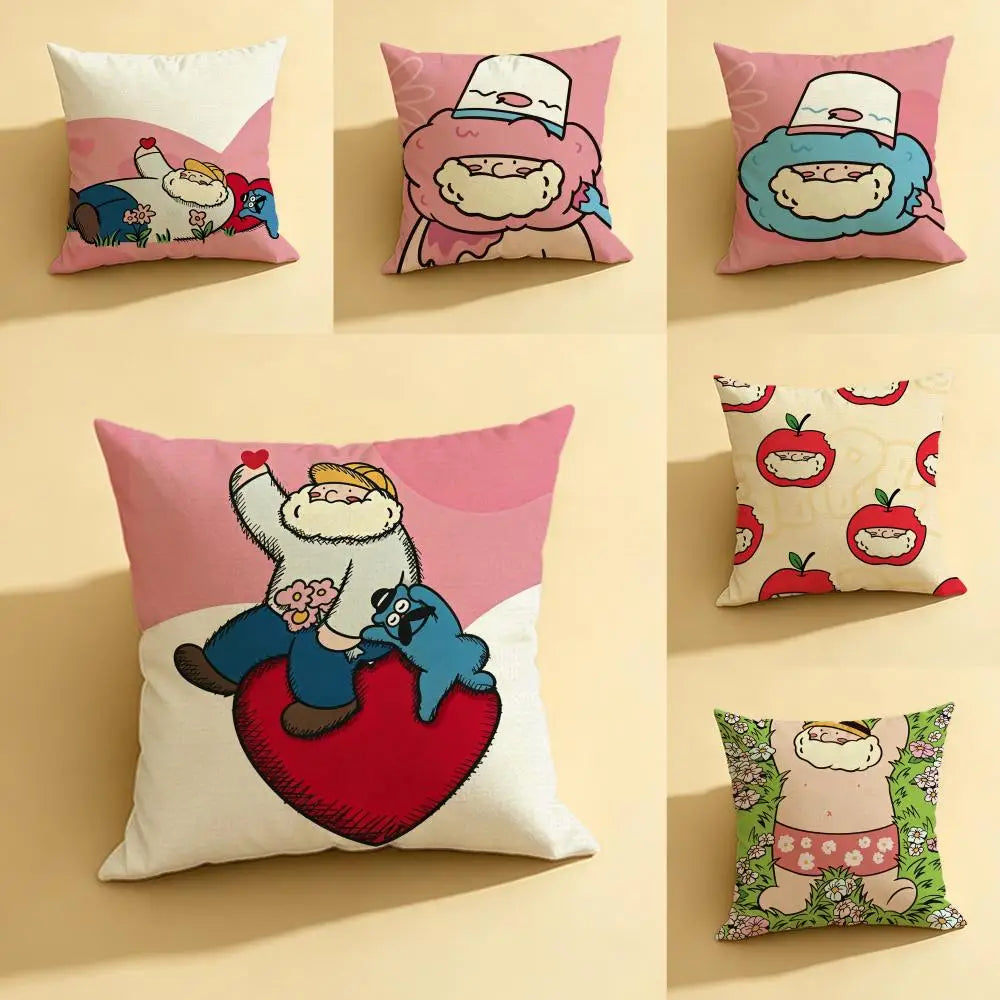 Cartoon Linen Cushion Cover | Sofa, Bed & Chair Décor Decorative Cushion Cover Axl