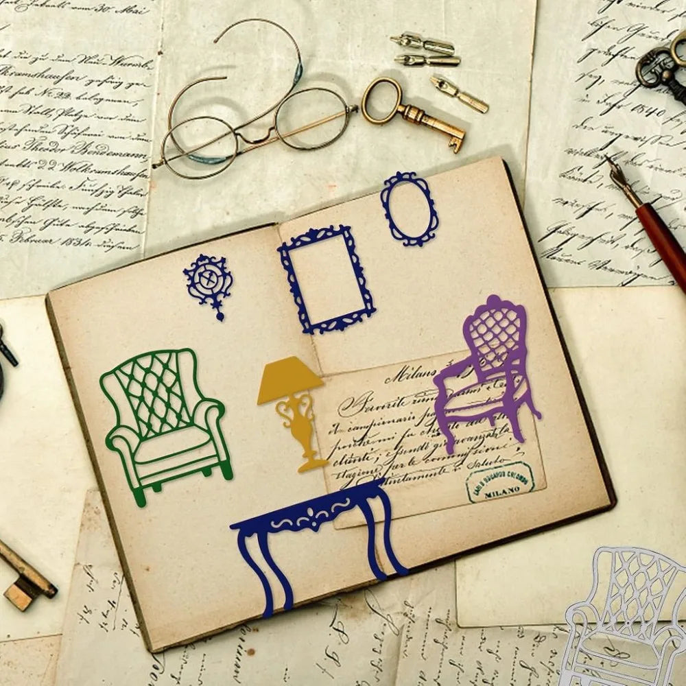 Vintage Furniture Metal Cutting Dies – 10pc Scrapbooking Set Metal Cutting Dies Axl